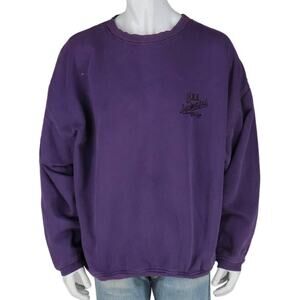 Vintage BUM Equipment Purple Trashed Faded Y2K Crew Neck Sweatshirt